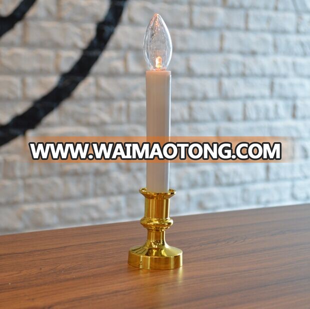 Wedding decorative wax LED taper candle with yellow flameless