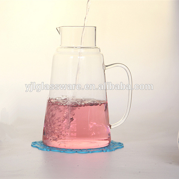 mouth blown fancy design 1300ml glass water pitcher