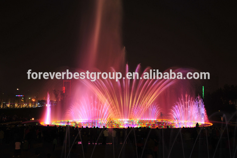 30m round shape outdoor underwater 12W led RGB lighted customized size music water fountain dancing fountain