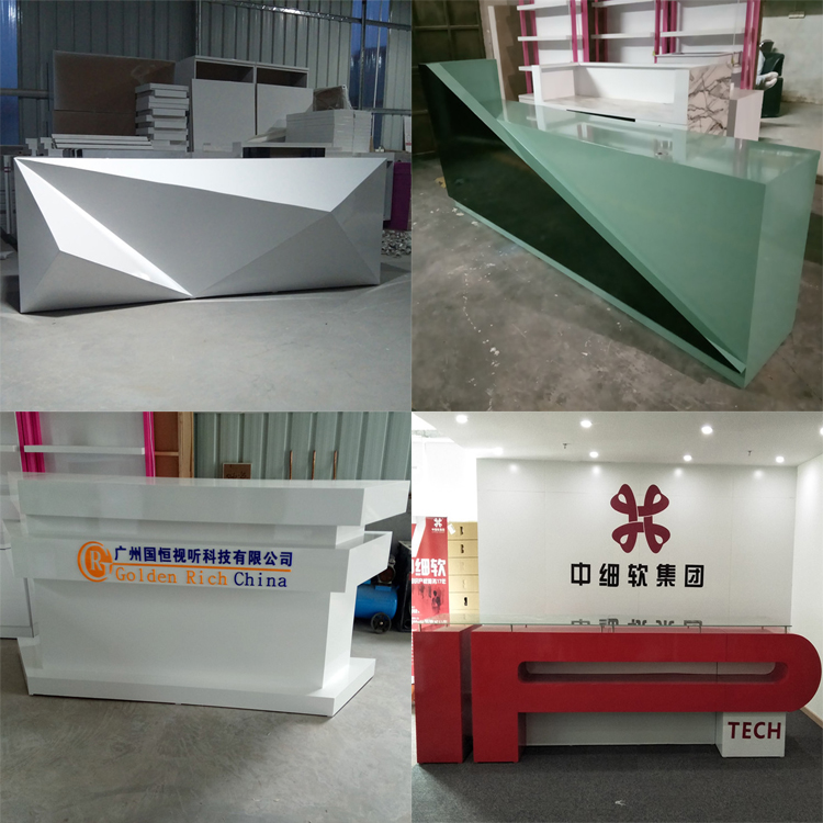 Modern Design Free Customerized LOGO LED Light Office Reception Desk