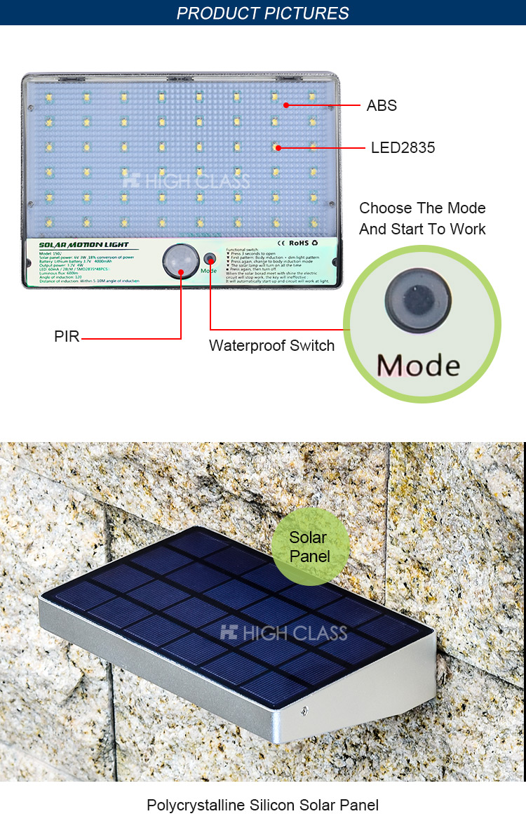 3 years warranty 4W outdoor wall lamp solar powered led wall light