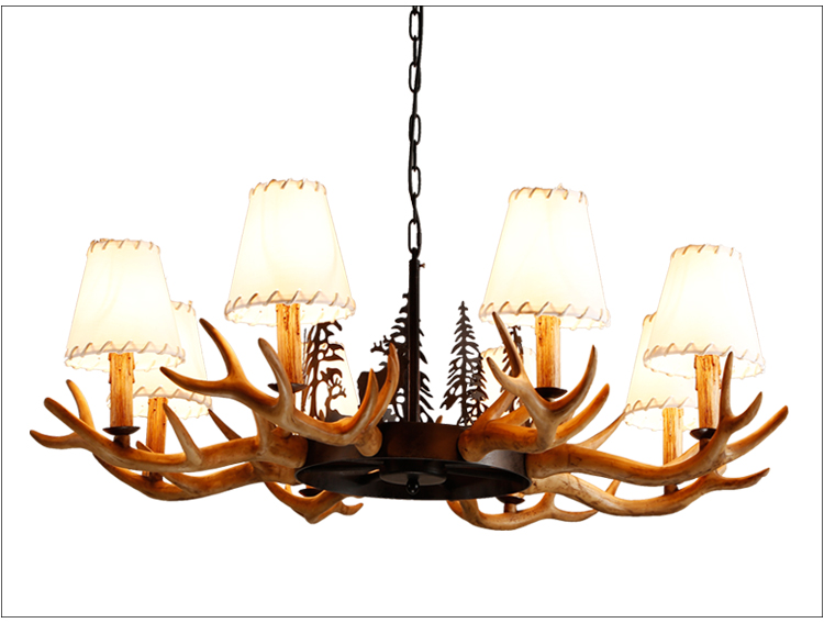 Antique 8 Lights American Village Elk Antler Chandelier