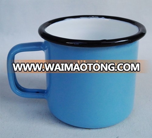 Inside White Outside Green Fashion Eco-friendly Cheap Double Wall Custom Enamel Tea Mug