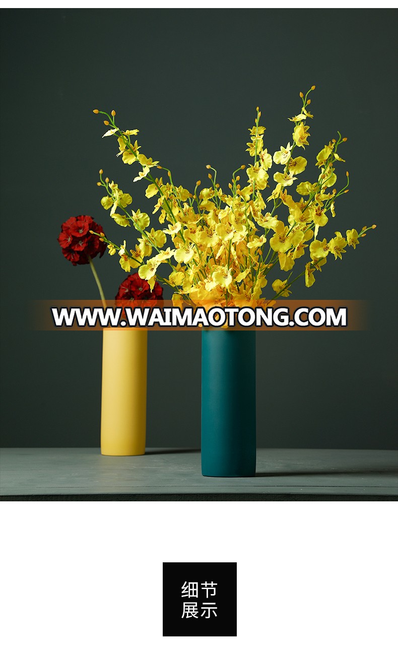 Nordic Wedding matte  Home Decoration Cylinder Ceramic Porcelain Flower Vase of tabletop decorative