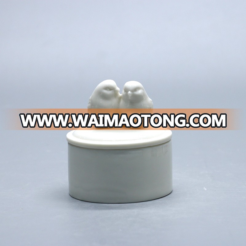 Handmade Ceramic Porcelain Trinket Jewelry Round Box