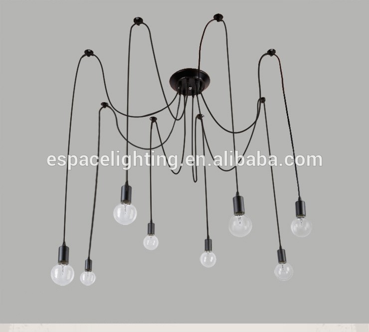 Industrial black wire ceiling lamp holder with led edison bulb