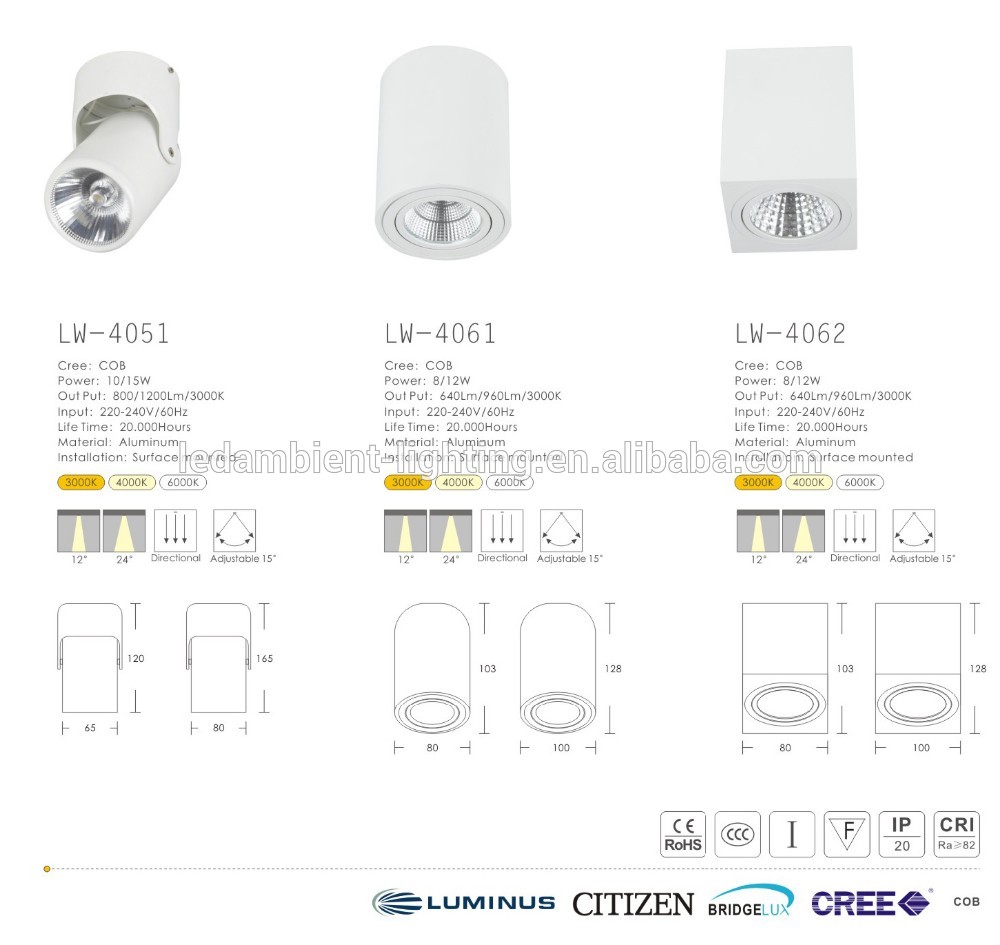 Restaurant using LED Aluminium ceiling type COB surface mount lights profile fixtures