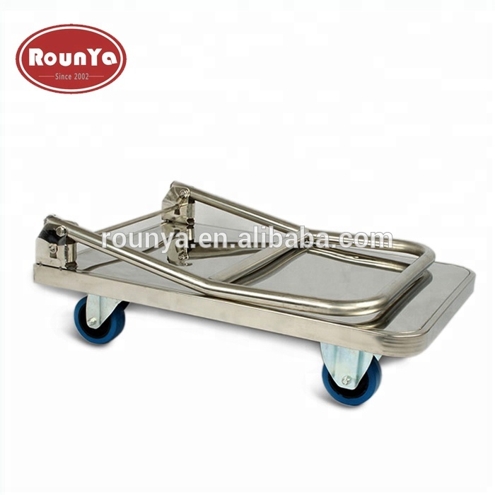 Four wheel stainless steel folding handle platform trucks capacity 150kg 300kg