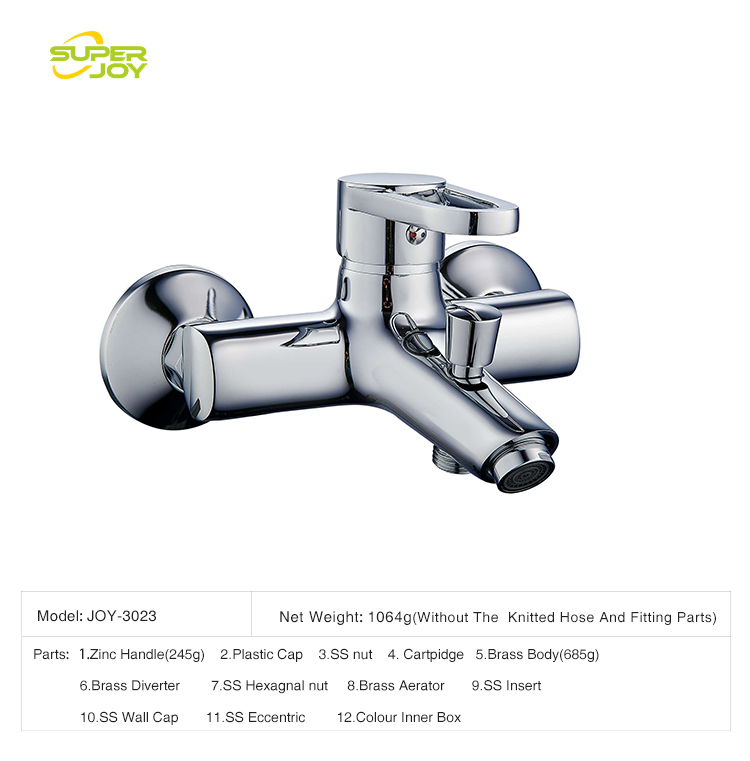 Hotel modern two way hot cold wall mounted brass bathtub faucets