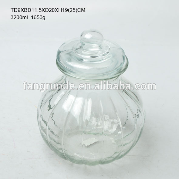 2570ml pumpkin shape food containers Glass Storage Jar with glass lid