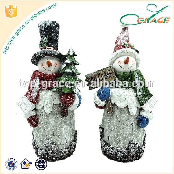 lovely polyresin snowman figurine for christmas decoration