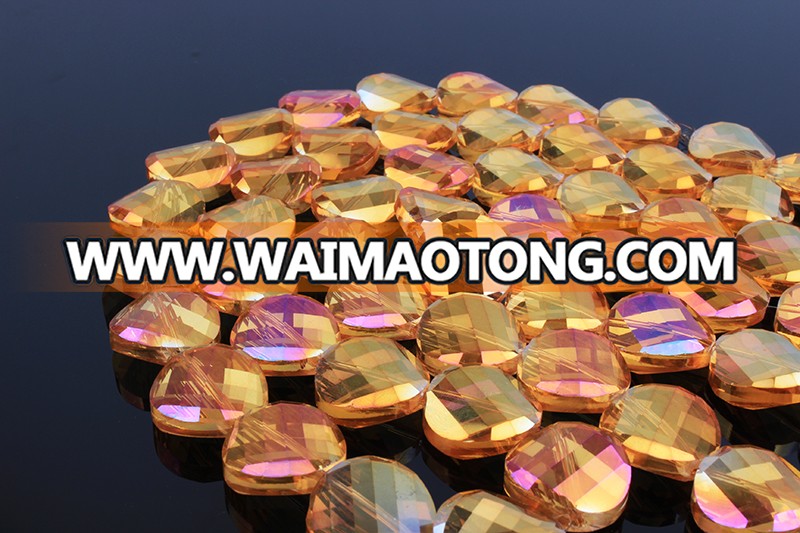 Gold Crystal Round Faceted Glass Bead