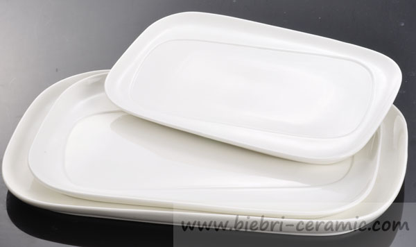 White Glossy Color Hotel Restaurant Rectangular Dinner Service Plates Dishes