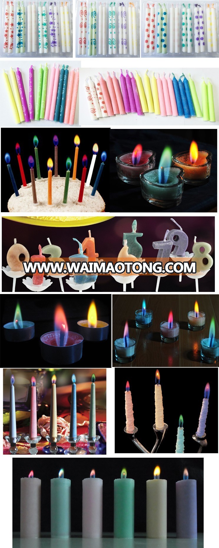 Colored flame pillar candles