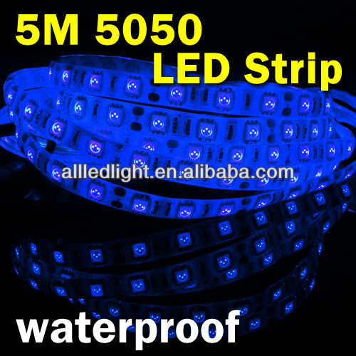 SMD 5050  RGB LED Strip Lihgt Waterproof Flexible Tape DC12V 5M 300LED+ 3A Power Supply + 24 Key Remote Control