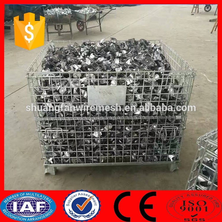 2017 Heavy-duty 50*50mm Electric Galvanized Metal Storage cage/wire mesh container for wearhouse storage