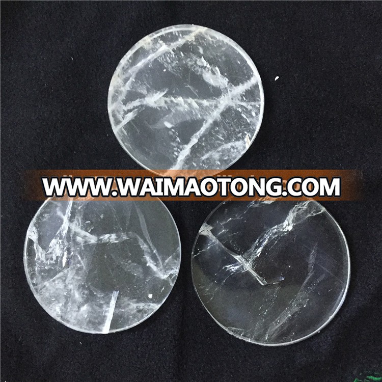 Natural rock quartz crystal plate crystal tile high polished crystal plate for tea cups