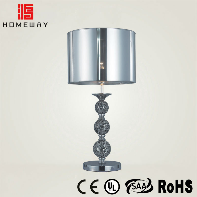 Top selling ROHS metal with chrome and black cloth shade table lamp for hotel