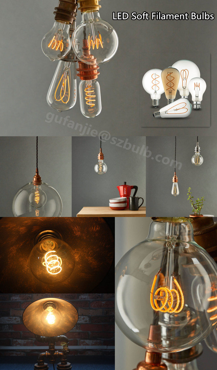 Dimmable Edison Filament LED Bulb E27 220V G125 Spiral Light Amber Retro Saving Bulb Vintage Lamp Chandelier LED Light