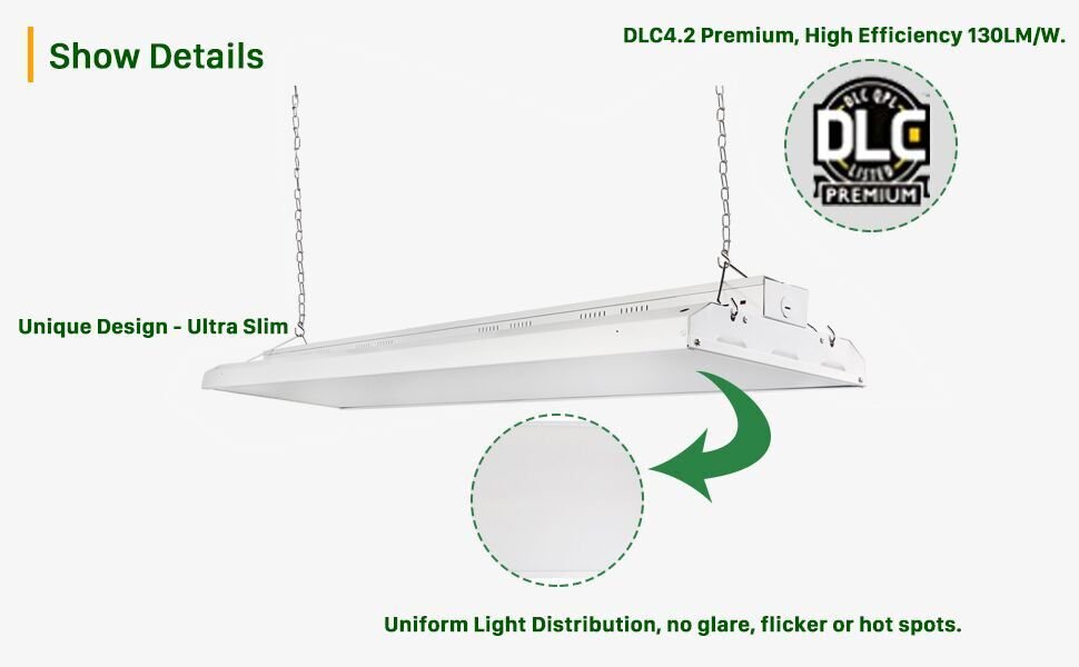 Factory price 2FT Linear LED High Bay Light Fixture - 110W (400W Fluorescent Equiv.), 13200lm, Dimmable, Hanging Warehouse S