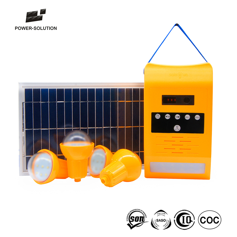 11V 8W New Pico Solar Panel Energy Home Lighting System With Mobile Charger FM Radio