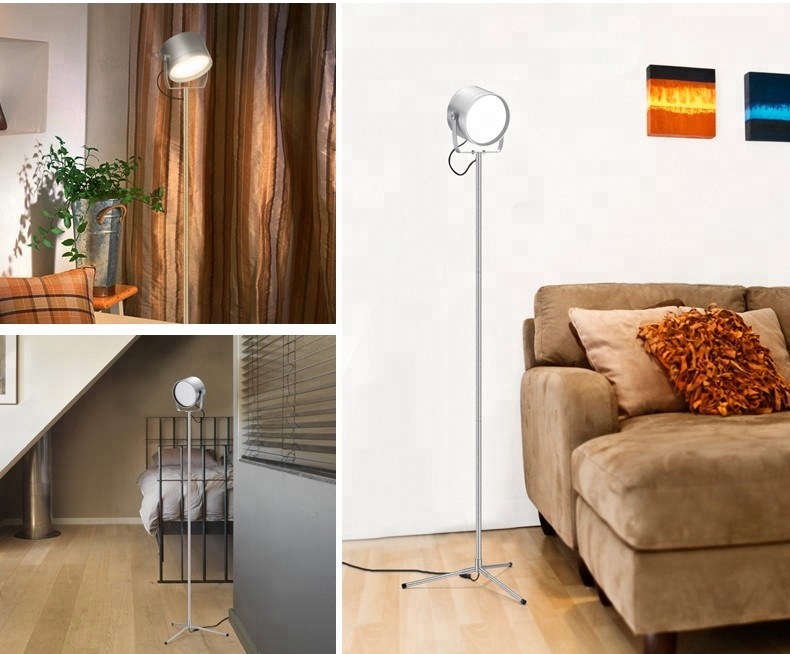 Spot Light Silver Aluminium Arm Tripod Spotlight Decorative Bedroom Wireless Floor Stand  Lamps For Garden Outdoor