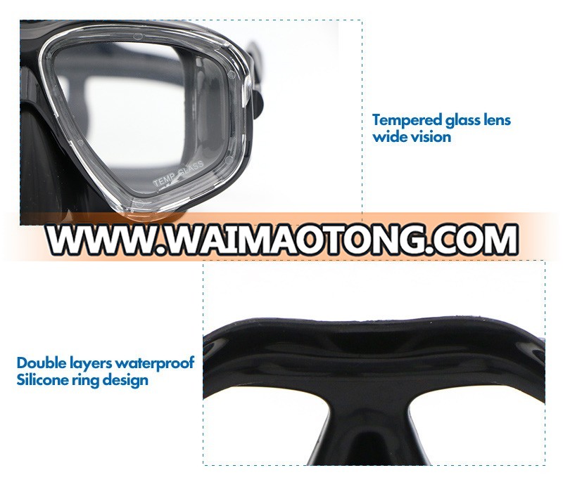 Factory Direct Supply Light Weight Silicone Tempered glass Diving Mask