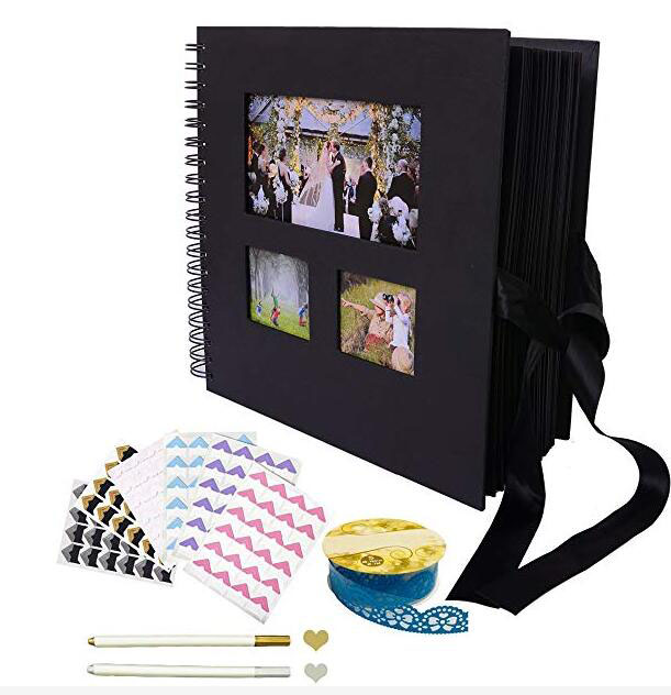 Kraft Scrap Book Photo Albums gold sprial photo book DIY scrapbook wedding baby album with Metallic Marker Pen