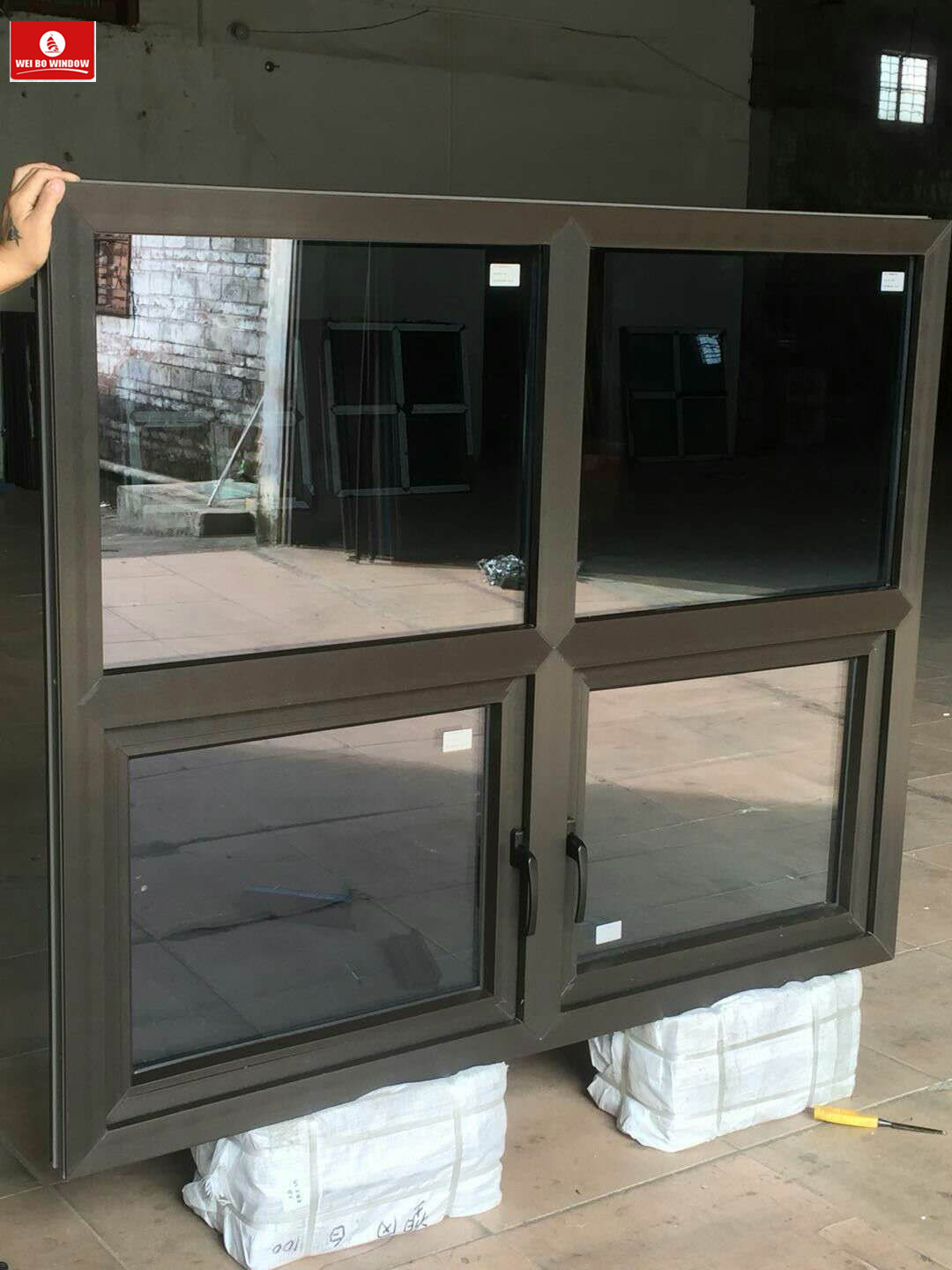 New American style PVC Double low e tempered black casement glass Window for hot sale