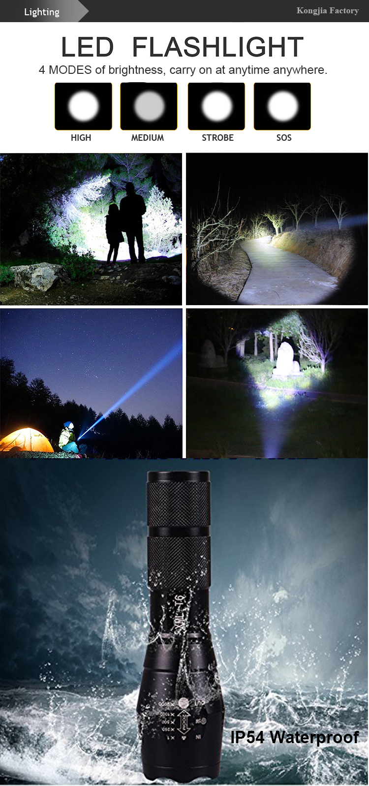 USB rechargeable led flashlight torch with power bank