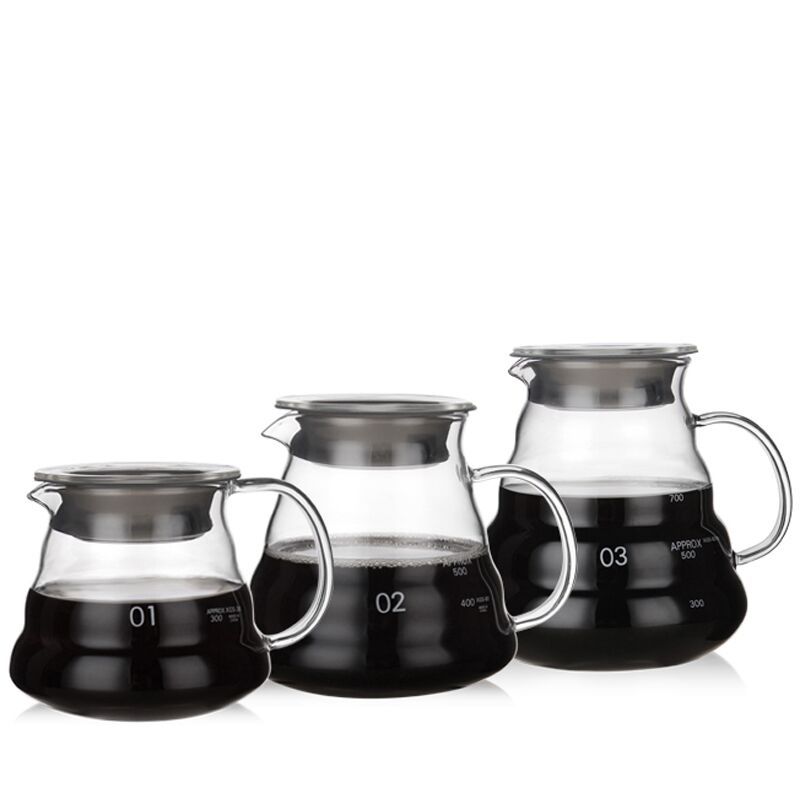 300ml 500ml 700ml 1200ml Heat Resistant Handmade Borosilicate Glass Coffee Pot V60 Coffee Maker