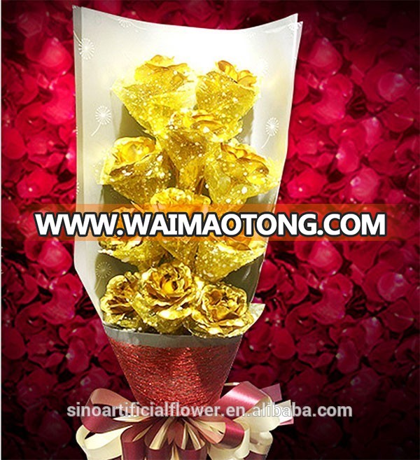 Wholesale Magic artificial flower 24K gold rose for Valentines gift