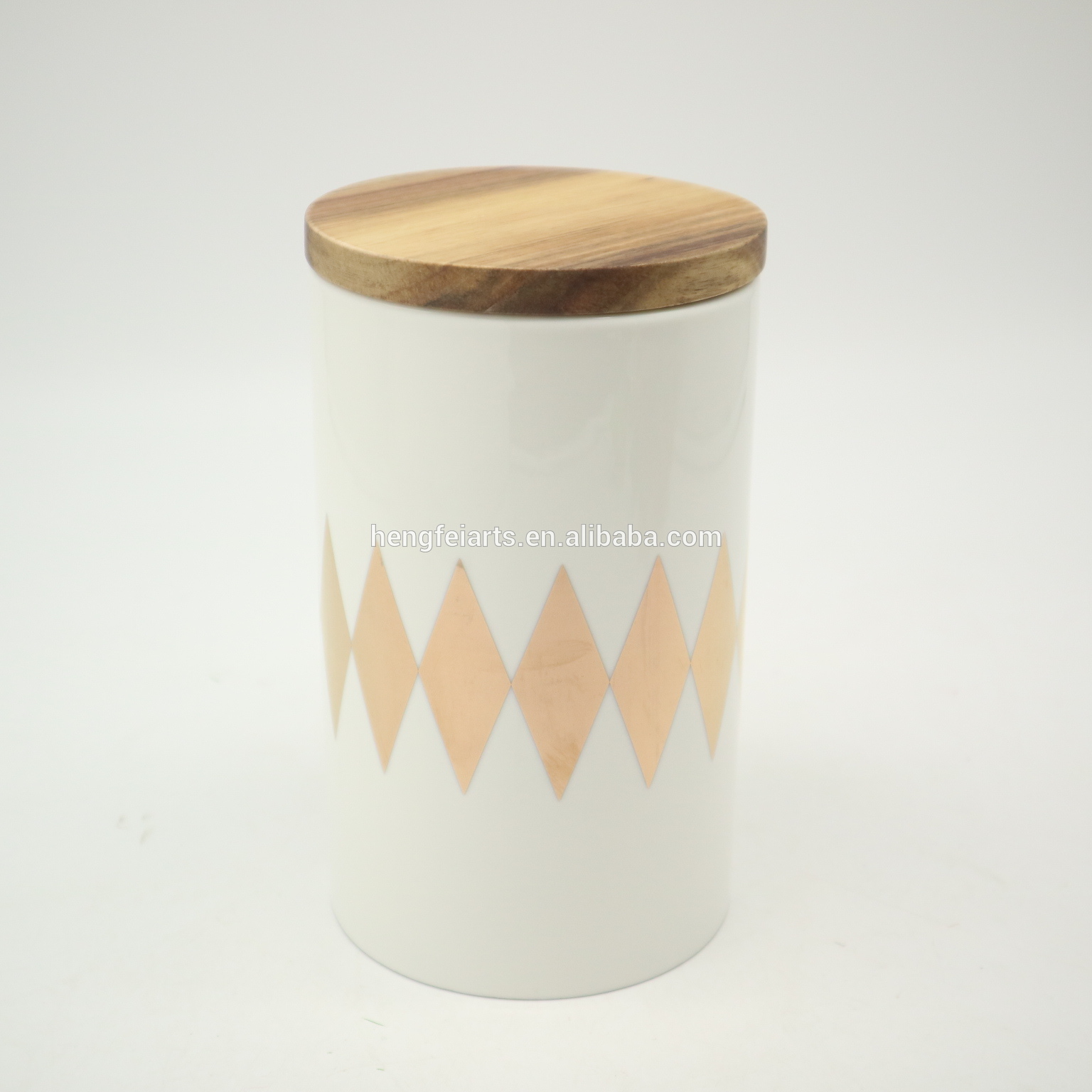 Ceramic Food Storage Jar with Airtight Seal Bamboo Lid - Modern Design White Ceramic