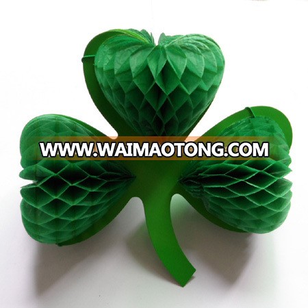 Hot Sale Saint Patrick's Day Clover Paper Honeycomb Hanging Decorations /Tissue Paper Decoration