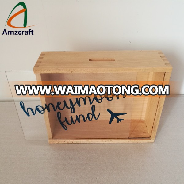 Wooden Savings Gift Piggy Bank Money Collection Box