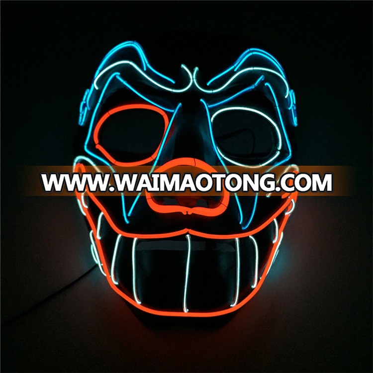 PoeticExst Hard Plastic Men Halloween Costume Mask Full Face EL Wire Music Control Flashing Neon Party Led Mask