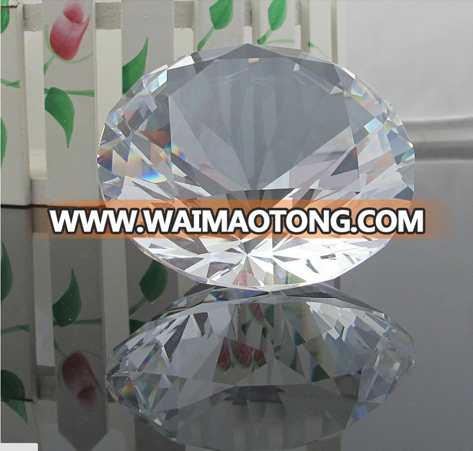 80mm White Transparent Big wedding gift, crystal souvenir Crystal Diamond Paperweight