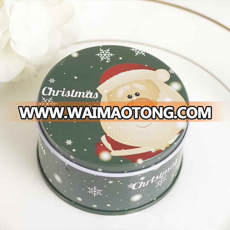 Merry Christmas Design Blackish Green Round Tin Box