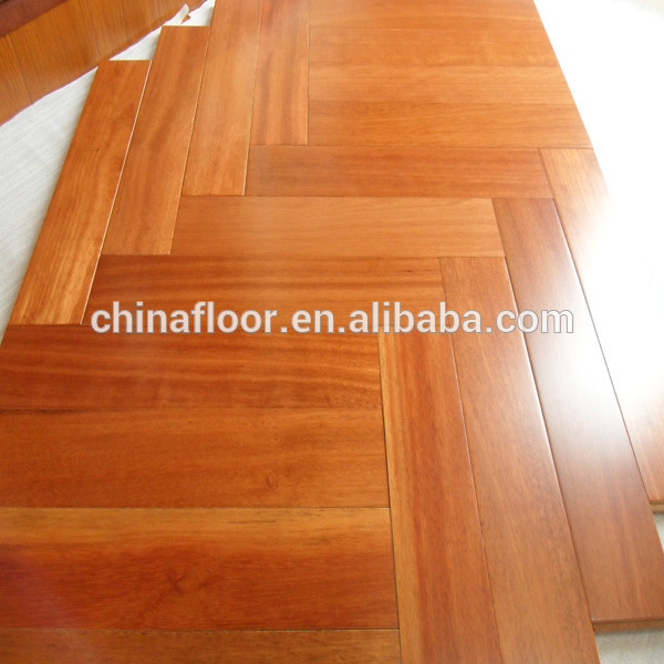 Teak Wood Color Herringbone Smooth Surface Kempas Wood Parquet