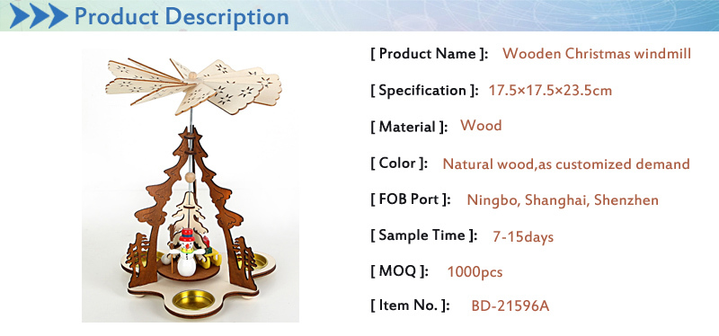 2019 Wooden Christmas Pyramid Decoration Windmill with Snowman Sleigh Candle Holder Exclude Candle