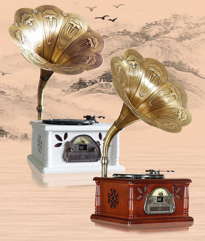 Retro Vintage Wooden phonograph luxury play record player classic gramophone for home decoration