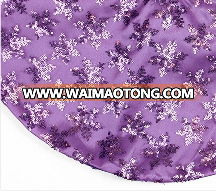 High Quality 36 " Purple Sequin Christmas Tree Skirt With Snowflake