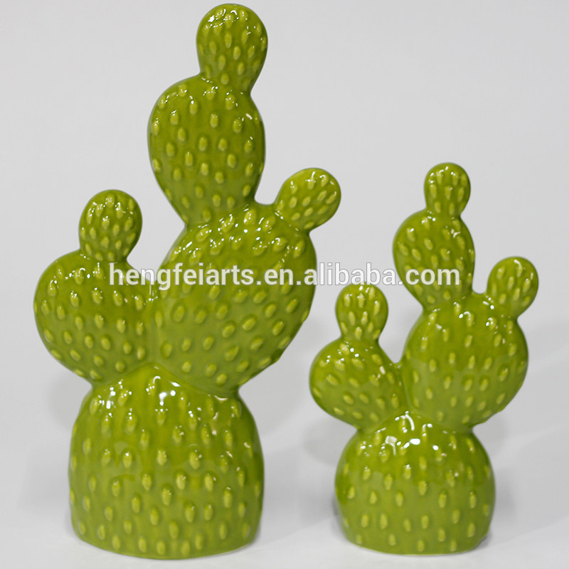 Ceramic Cactus Reed Prop Home Decor Ornament for your Home Decor or Colorful Party, Green