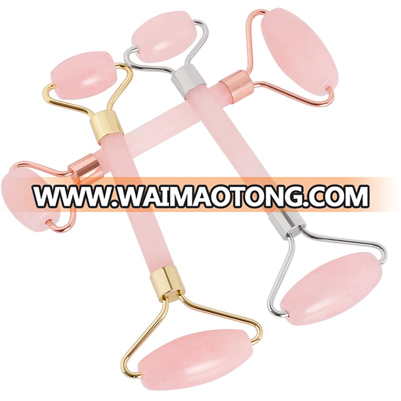 Factory direct sale Welding Rose quartz facial massage jade roller