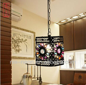 Modern 2 Tier Drum Fabric Shade Acrylic Pendant Hanging Light NS-120091-3W