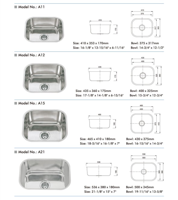 304 stainless steel kitchen sink display