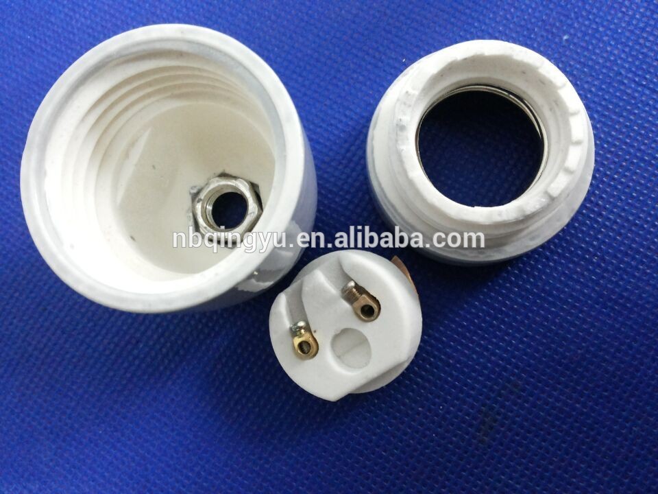 China manufacture e26 e27 lamp holder 250V 660W ceramic lamp holder with fabric cable