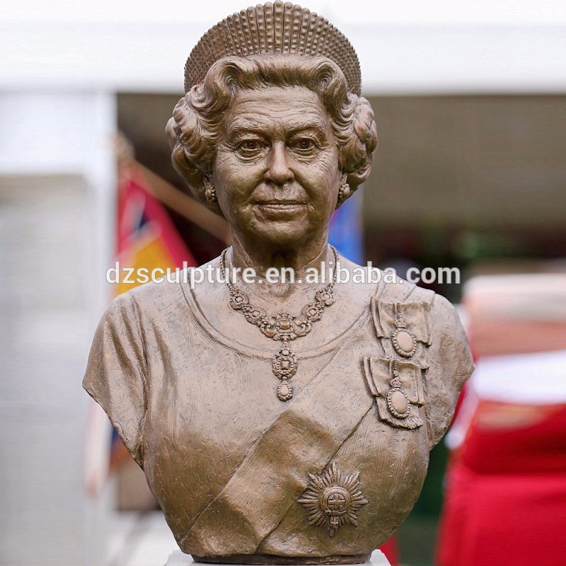 life size antique female bust metal sculpture of Elizabeth