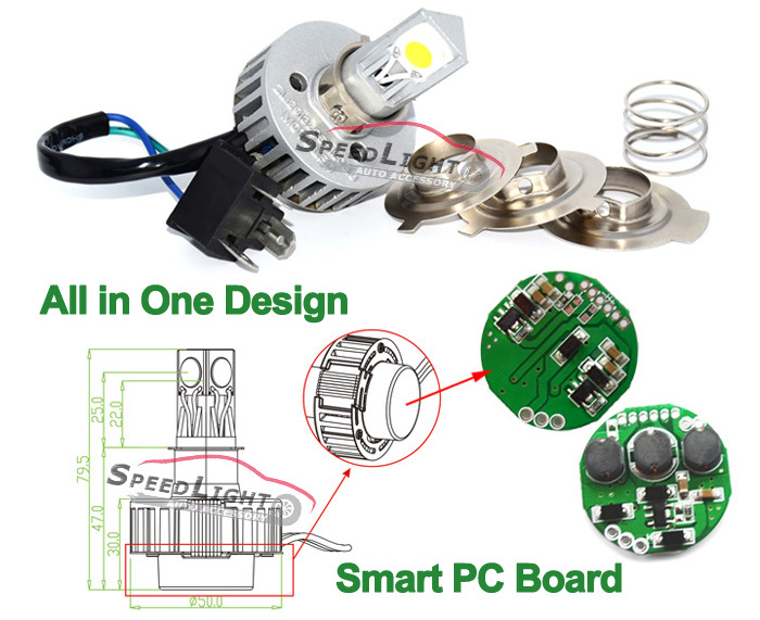 SpeedLight Upgrade Verstion 24W 2500LM M3H Motorcycle LED Headlight LED H4 High Low