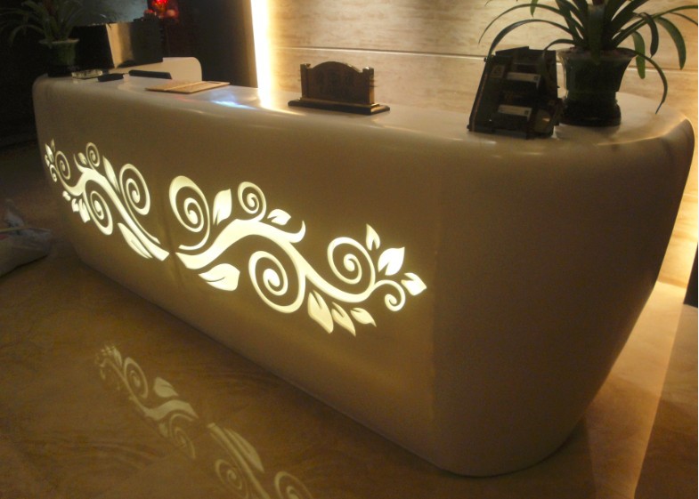 kingkonree artificial stone modern reception counter design for hotel